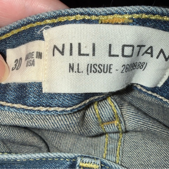 Nili Lotan Emerson Wide Barrel Leg Denim Jeans Pants-Classic Wash-Size 30 - Picture 11 of 15